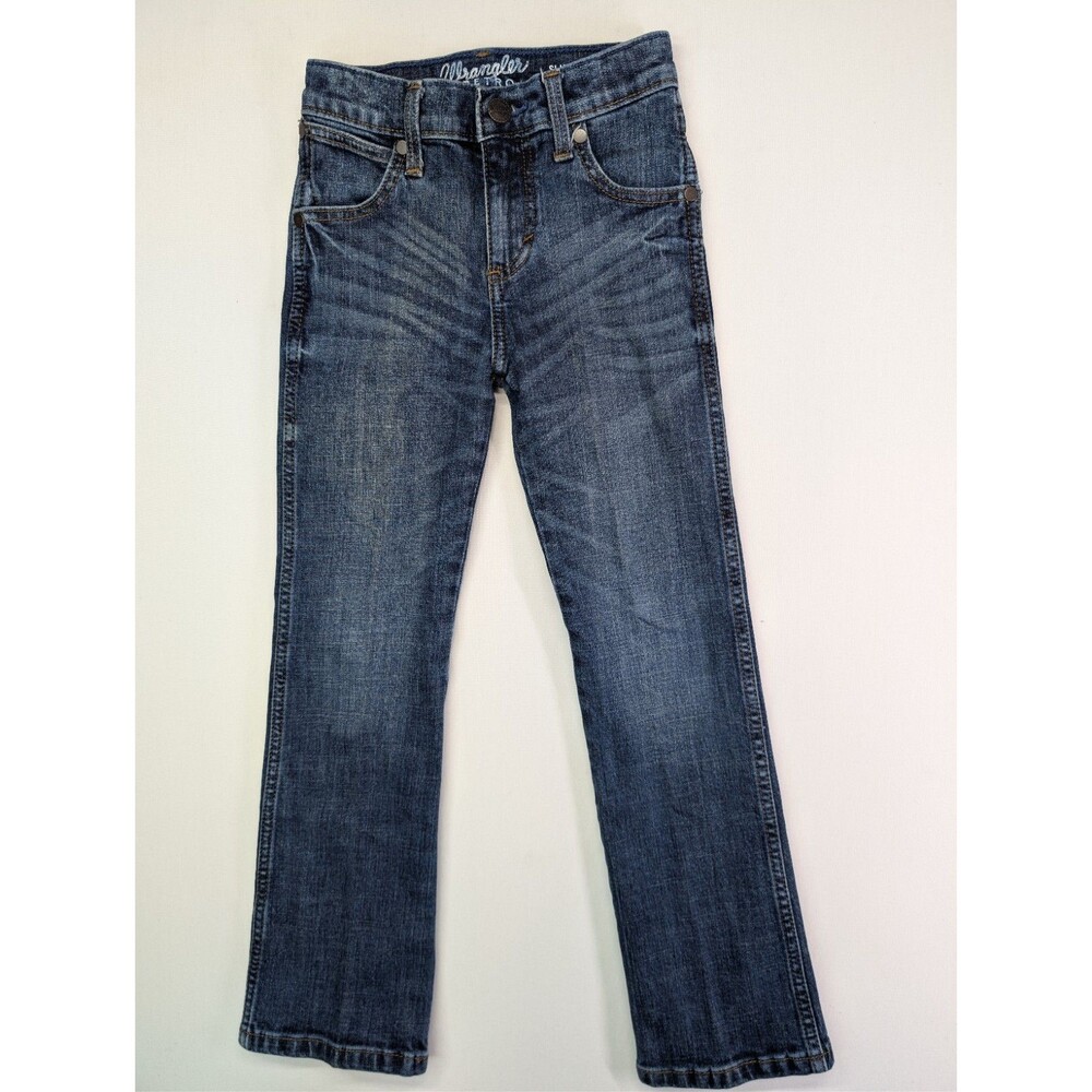 Wrangler Boys Retro Slim Bootcut Jeans Size 8 Slim Stretch Blue Denim 112336145